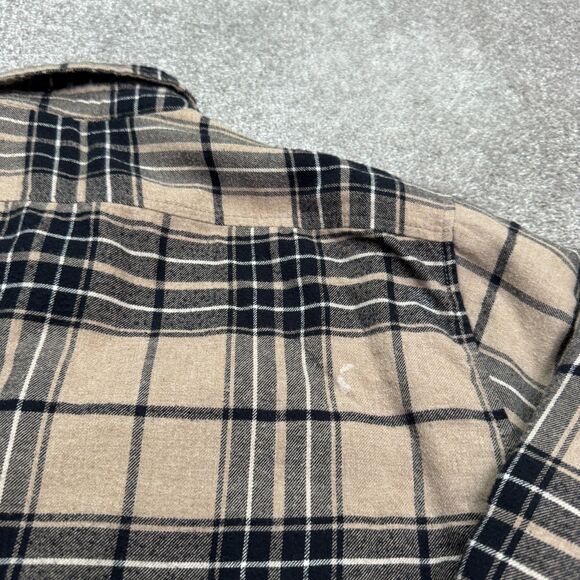 Lands' End Sherpa Lined Flannel Shirt Jacket Shaket Mens XL Brown Plaid Outdoor - Picture 4 of 14